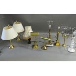 A quantity of various table lamps