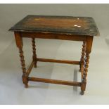 A Victorian carved oak barley twist side table. 76.5 cm wide.