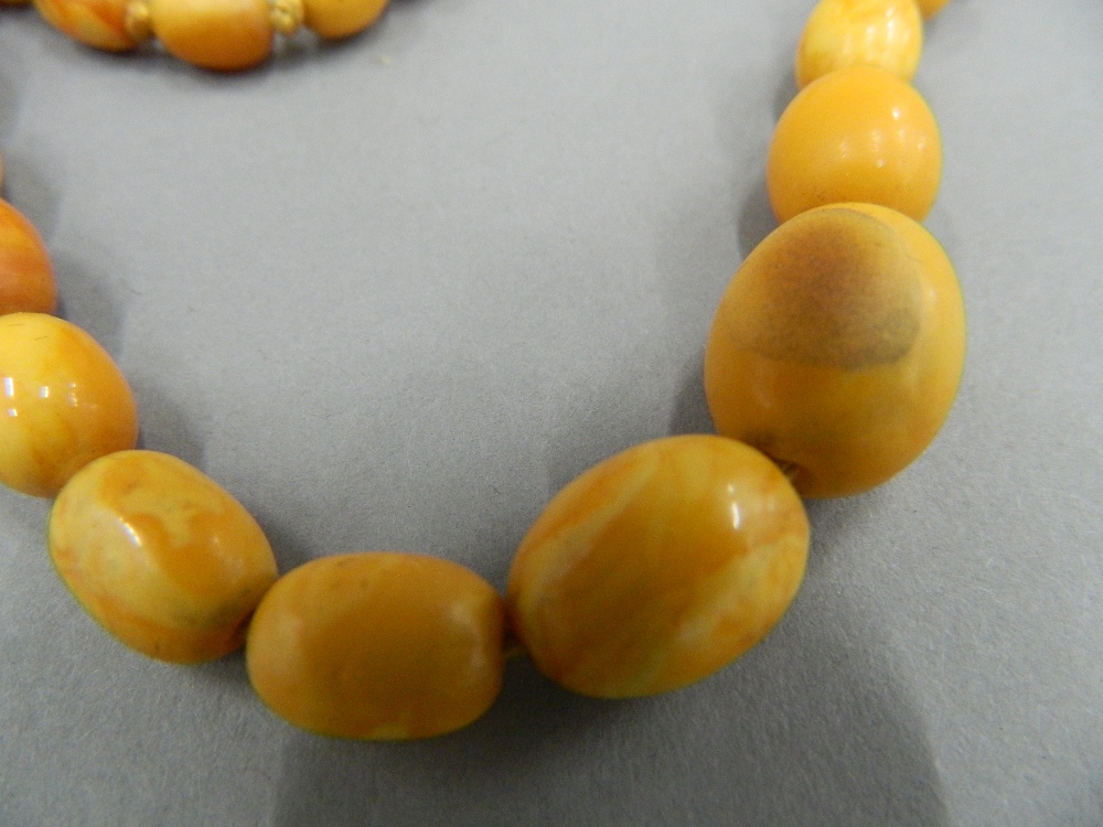 An amber bead necklace and two others. The largest 48 cm long. - Image 10 of 15