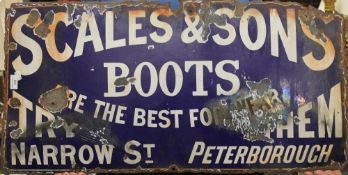 A Scales & Sons of Peterborough enamel advertising sign. 91 cm wide.