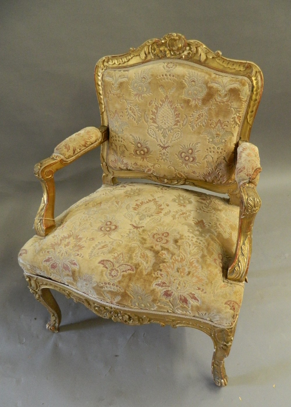 A 19th century gilt framed open armchair. 66 cm wide. - Image 2 of 7