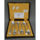 A cased set of six bright cut teaspoons by London makers Peter and William Bateman (1808-1813). (64.