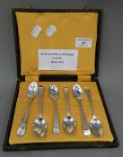 A cased set of six bright cut teaspoons by London makers Peter and William Bateman (1808-1813). (64.