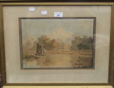 WILLIAM HERRIOT, House on the Thames, watercolour, dated 1824 and inscribed to verso,