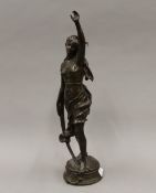 HENRI LOUIS LEVASSEUR (1853-1934) French, The Shepherdess Star, a patinated bronze figure. 39.