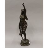HENRI LOUIS LEVASSEUR (1853-1934) French, The Shepherdess Star, a patinated bronze figure. 39.