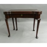 A Georgian mahogany triple top card table. 88 cm wide.