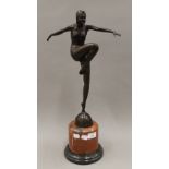 An Art Deco style bronze figure. 54 cm high.