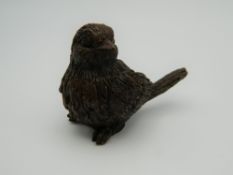 A small Japanese bronze model of a bird. 5 cm wide.
