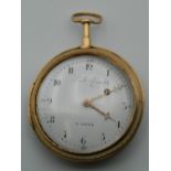 An 18 ct gold Verge repeating pocket watch. 6 cm diameter (147.