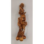 A Chinese carved wooden ruyi sceptre. 38 cm long.