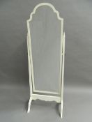 A white painted cheval mirror. 142 cm high.