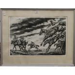 JOHN WRIGHT, Over the Sticks, etching, RE 1987 2/30, framed and glazed. 62 x 43 cm.