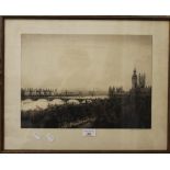JOHNSTONE BAIRD, Westminster Bridge, signed to the margin, framed and glazed. 40 x 29 cm.
