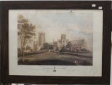 A South East View of Ely Cathedral, print, framed and glazed. 69 x 49 cm.