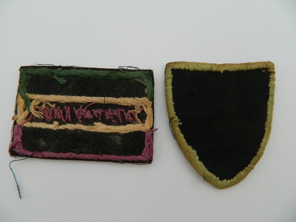 Two small Vote for Women suffragette type cloth patches, one shield shaped, the other rectangular. - Image 2 of 5
