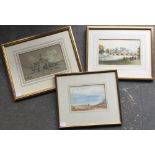 Three 19th century watercolours; Promenade View, Park River Bridge and a Fortified Position,