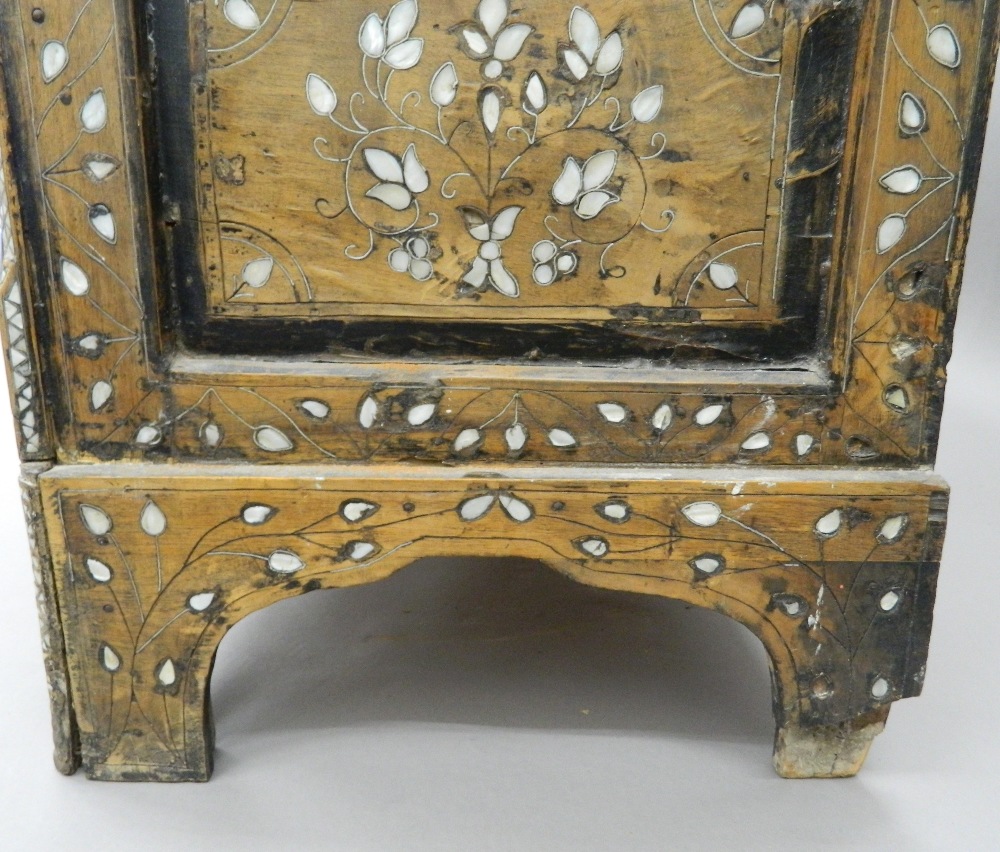 A Syrian mother-of-pearl inlaid chest of drawers with associated marble top. - Image 15 of 25