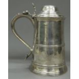 A Georgian silver lidded tankard by Peter and William Bateman. 20.5 cm high. 24.2 troy ounces.