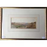 R MEADOWS, Figures on Horseback on a Mountain Path, dated 1878, watercolour, framed and glazed.