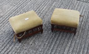 A pair of Victorian foot stools. 32 cm wide.