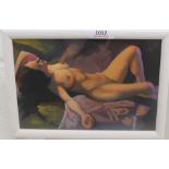 Nude Study, oil on board, framed. 22.5 x 15 cm.