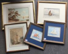 A small quantity of 19th/20th century marine watercolours, all framed and glazed. The largest 25.