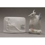 Two Lladro society plaques. The largest 16.5 cm high.