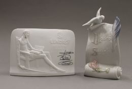 Two Lladro society plaques. The largest 16.5 cm high.