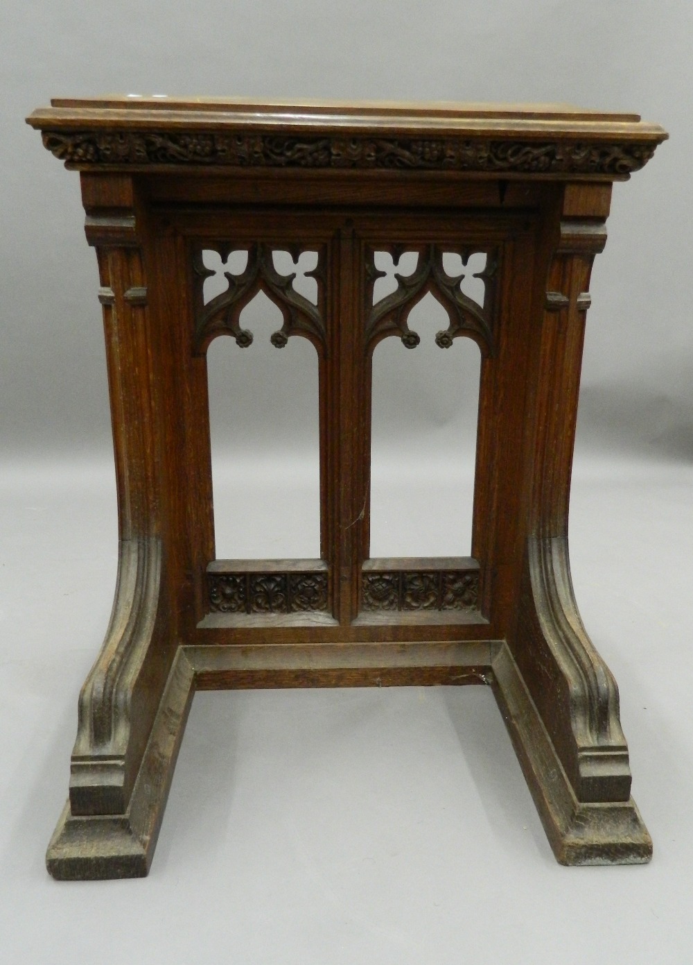 A Victorian carved oak lectern. 68.5 cm wide, 84 cm high, 61 cm deep. - Image 12 of 12