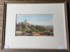 CONRAD CARELLI, Villa Fabbricotti, Firenze, watercolour, framed and glazed. 22 x 13 cm.