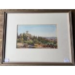 CONRAD CARELLI, Villa Fabbricotti, Firenze, watercolour, framed and glazed. 22 x 13 cm.