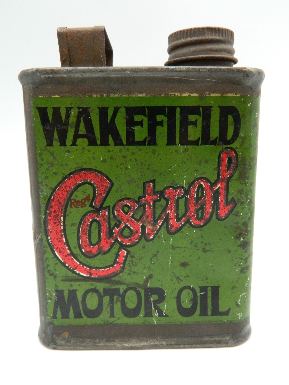 An early Wakefield Castrol Motor Oil half pint oil can. 12 cm high. - Image 2 of 12