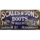 A Scales & Sons of Peterborough enamel advertising sign. 91 cm wide.