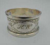 A cased silver napkin ring. 39 grammes.