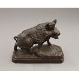 A Black Forest carved wooden model of a wild boar. 29 cm wide.