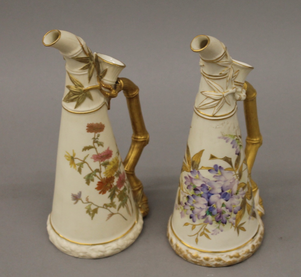 Two Royal Worcester blush ivory ewers. Each 23 cm high. - Image 2 of 5