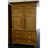 A Victorian pine housekeeper's cupboard. 212.5 cm high x 137 cm wide.