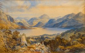 JAMES BURRELL SMITH (1822-1897) British View of Ullswater, Cumberland Watercolour,