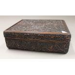 A Chinese carved hardwood box. 36 cm wide.