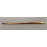 A 17th/18th century piquet inlaid ivory handled walking stick, the handled inscribed ''WA 99''.