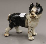 A small iron model of a pug dog. 11.5 cm high.