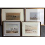 Four 19th century Marine watercolours, all framed and glazed. The largest 31 x 17 cm.