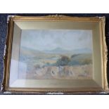 F ANGELL, Nr Sutton Courtnay, Devon, watercolour, framed and glazed. 52 x 36 cm.