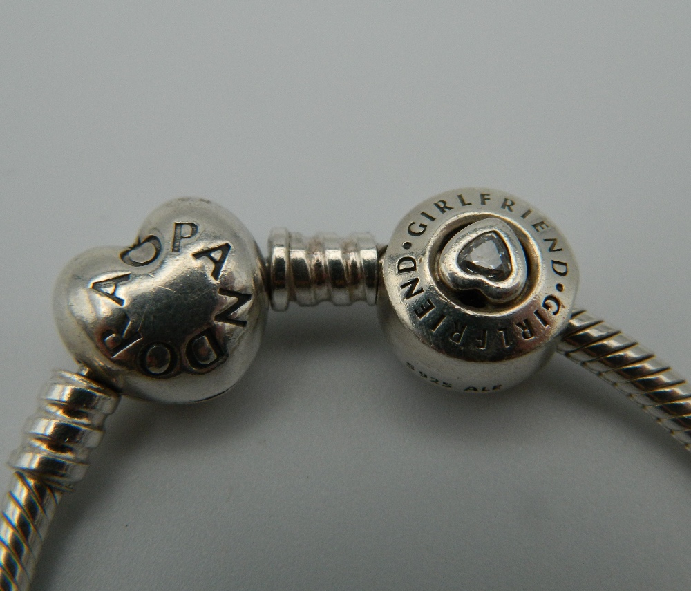 A Pandora silver bracelet and charms. 26.2 grammes. Approximately 16 cm long. - Image 3 of 4