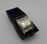 A cased silver napkin ring. 18.3 grammes.