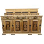 A large Victorian oak campaign sideboard. 250 cm wide. The property of Germaine Greer.