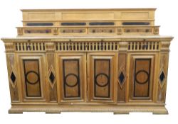 A large Victorian oak campaign sideboard. 250 cm wide. The property of Germaine Greer.