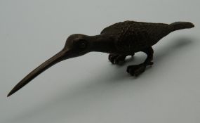 A Japanese bronze model of a bird. 13.5 cm long.