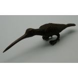 A Japanese bronze model of a bird. 13.5 cm long.